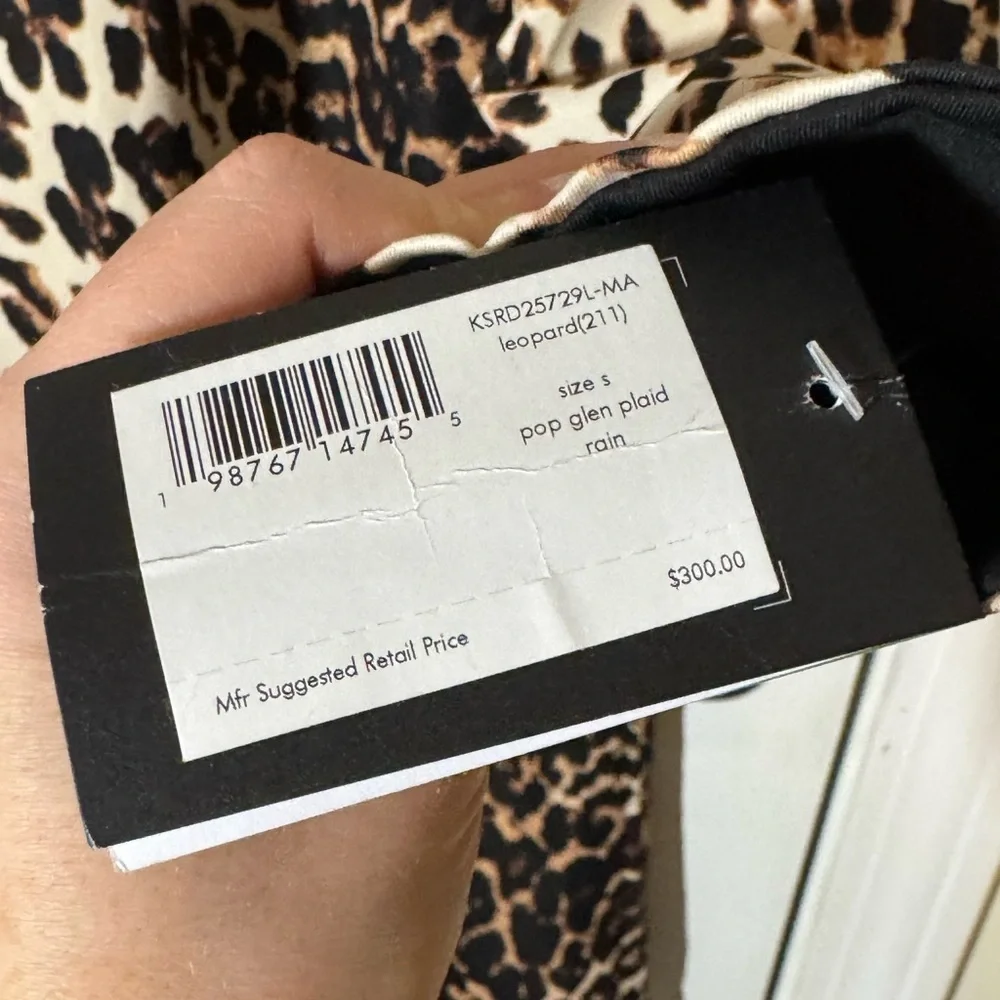 Kate Spade water resistant leopard print a-line raincoat